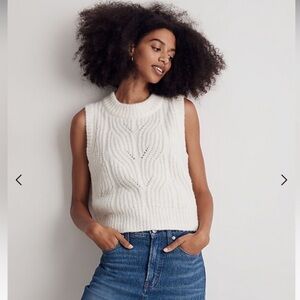 Madewell Ivory Cable Knit Sleeveless Sweater Tank